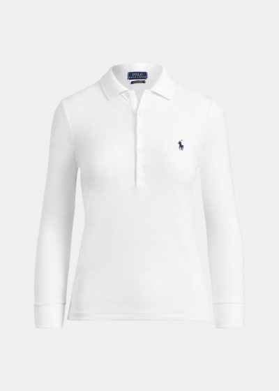 Camisa Polo Polo Ralph Lauren Mujer Blancos - Slim Fit Stretch - HTBZO3250